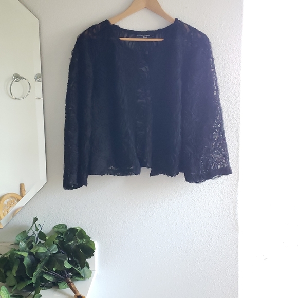 R&M Richards Jackets & Blazers - R&M Richards Black Rose Semi-sheer Jacket Sz 22W